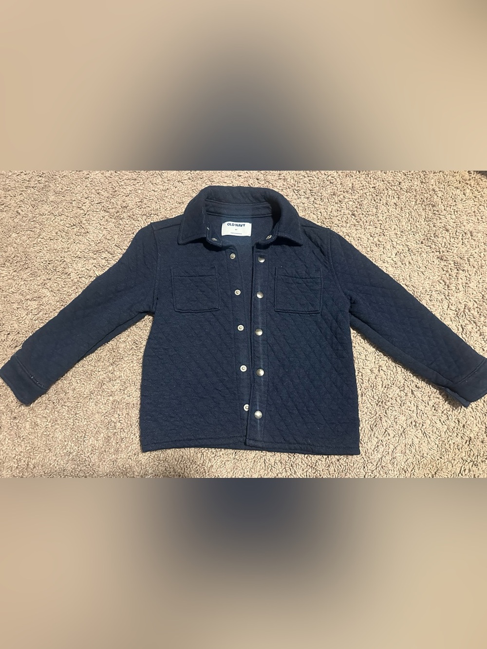Old Navy Quilted Kids' Navy Snap-Front Jean Jacket